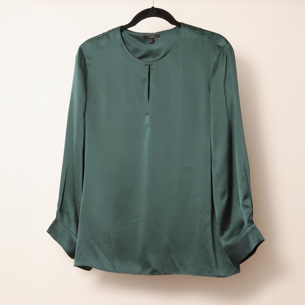 COS Green Silk Blouse